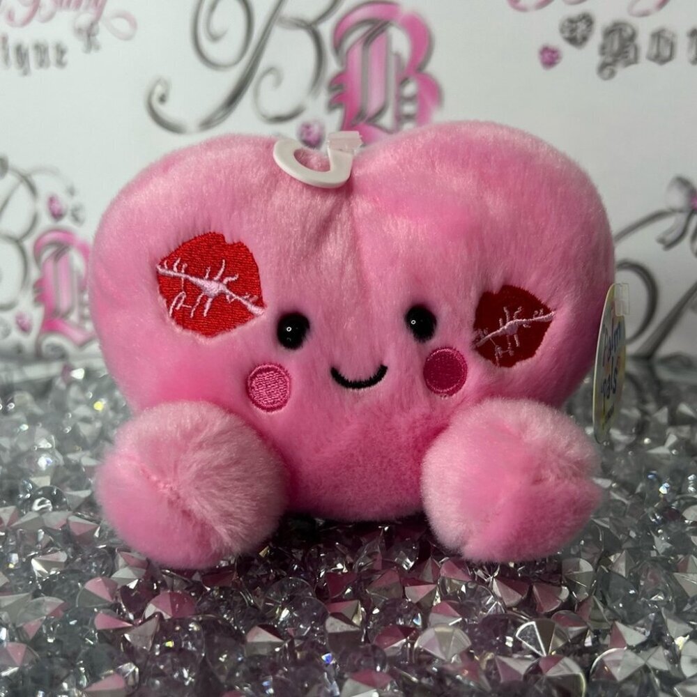 Palm pals by Aurora kiss 💋 kisses heart feet Cute Pink Plush Heart Toy